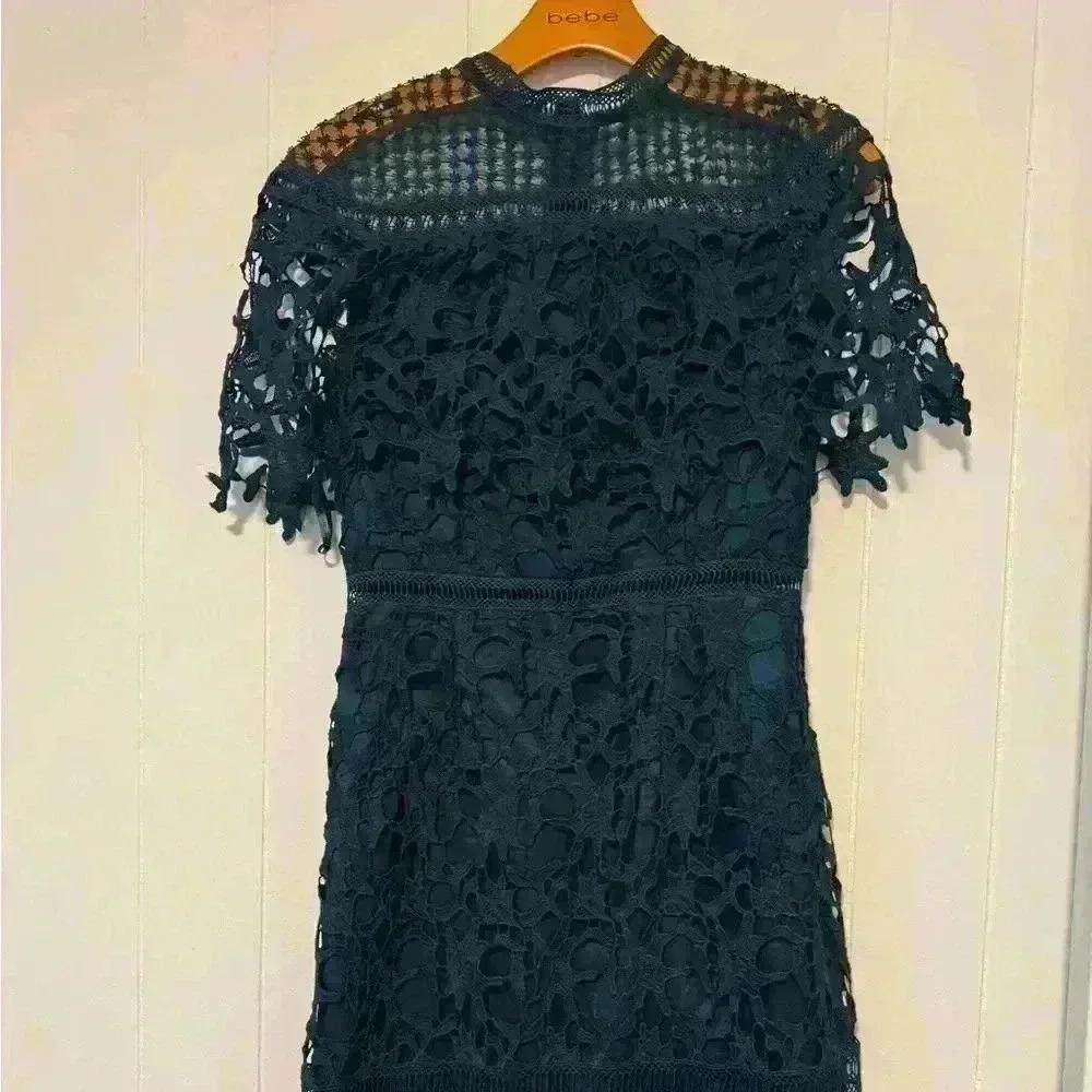 Chi Chi London lace high neck mini dress in green